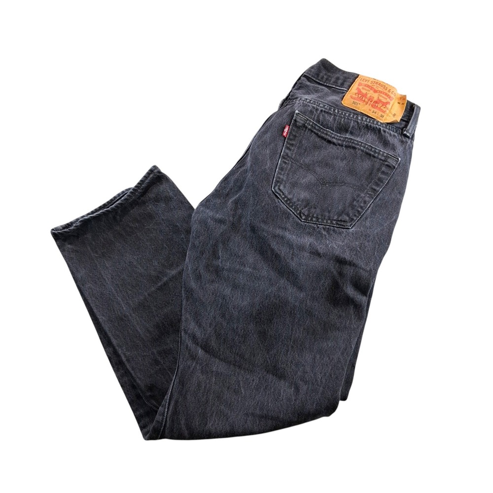 Levi's 501 Original Fit Jeans Mens 34x30 Black Straight Leg Button‎ Fly